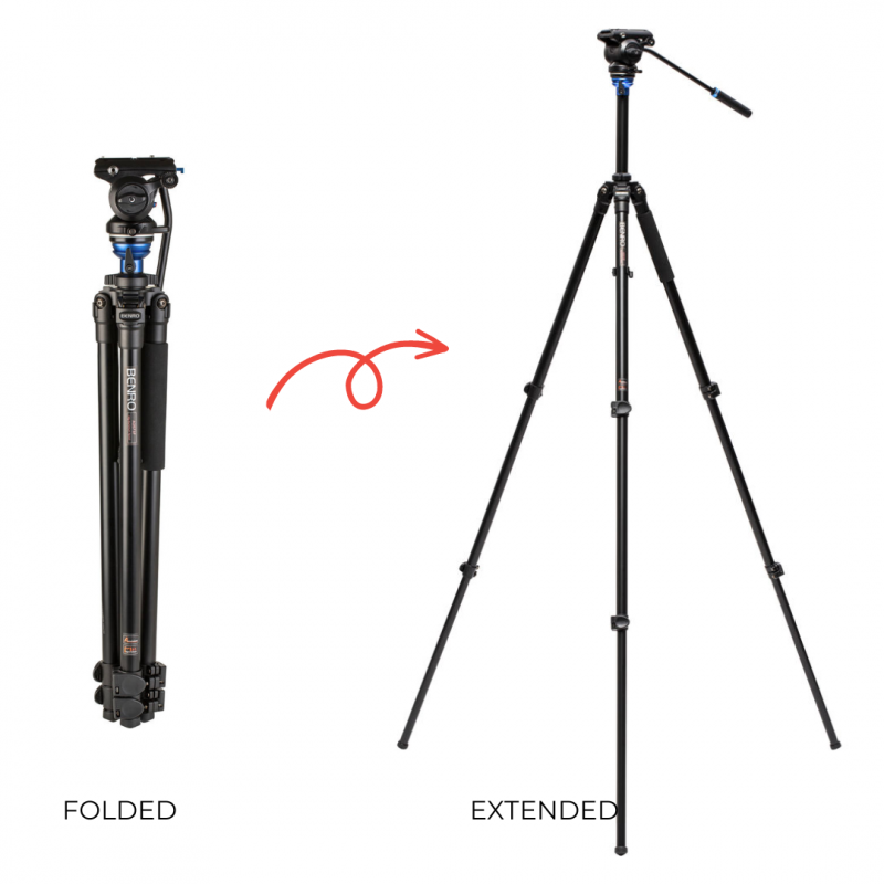 Benro Aluminum Single Tube Tripod with S4 Pro Fluid Video Head